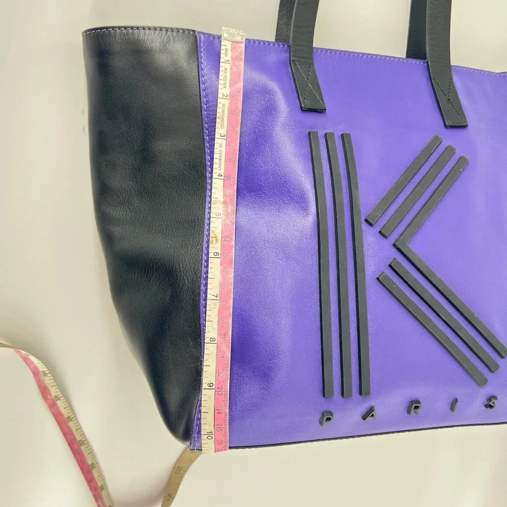 Kenzo Paris Purple and Black‎ K Logo Leather Tote Bag Shoulder Handbag Women's